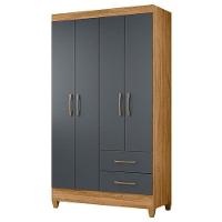 Guarda Roupa Solteiro Chile E Cômoda Ms913 Freijó Cinza– Moval - 2