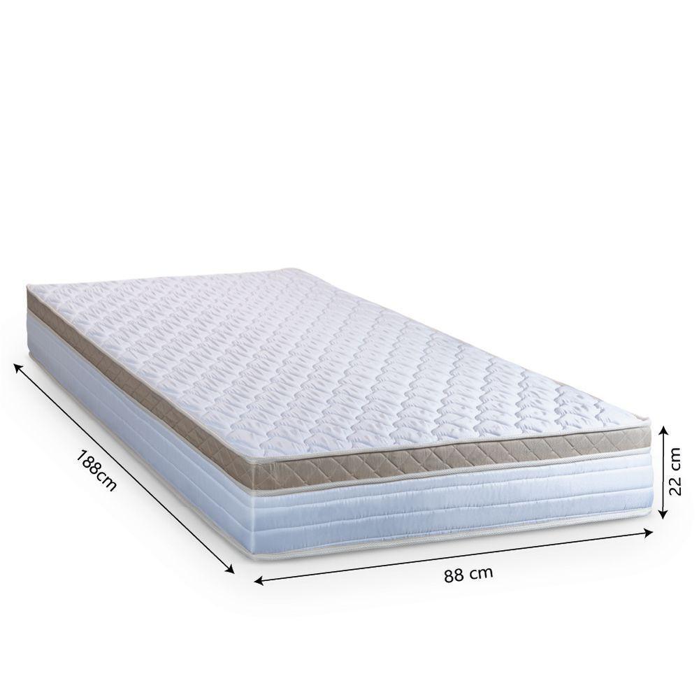 Cama Box Baú Solteiro Colchão Com Molas Ensacadas 88x188x63cm Dunas Branco/bege Hellen Branco / Bege - 4