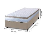 Cama Box Baú Solteiro Colchão Com Molas Ensacadas 88x188x63cm Dunas Branco/bege Hellen Branco / Bege - 3