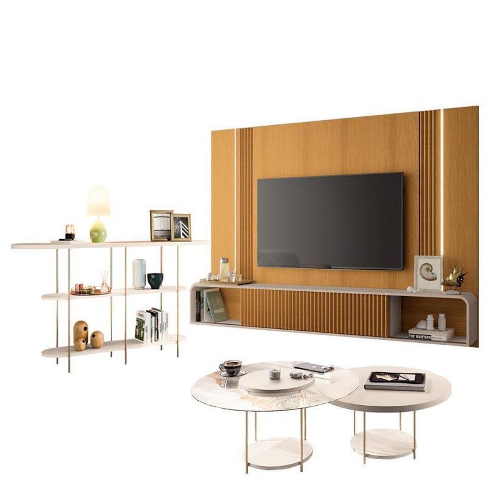 Home Suspenso Empire Cinamomo Off White E Aparador Infinity E Kit Mesa De Centro Sky Off White- Hb Móveis - 1