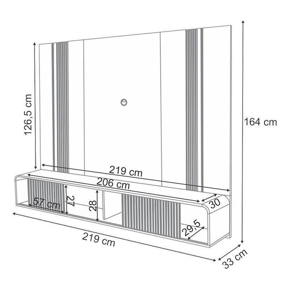 Home Suspenso Empire Cinamomo Off White E Aparador Infinity E Kit Mesa De Centro Sky Off White- Hb Móveis - 3