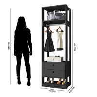 Guarda Roupa Modulado Titan Com Gavetas Preto - Móveis Leão - 2