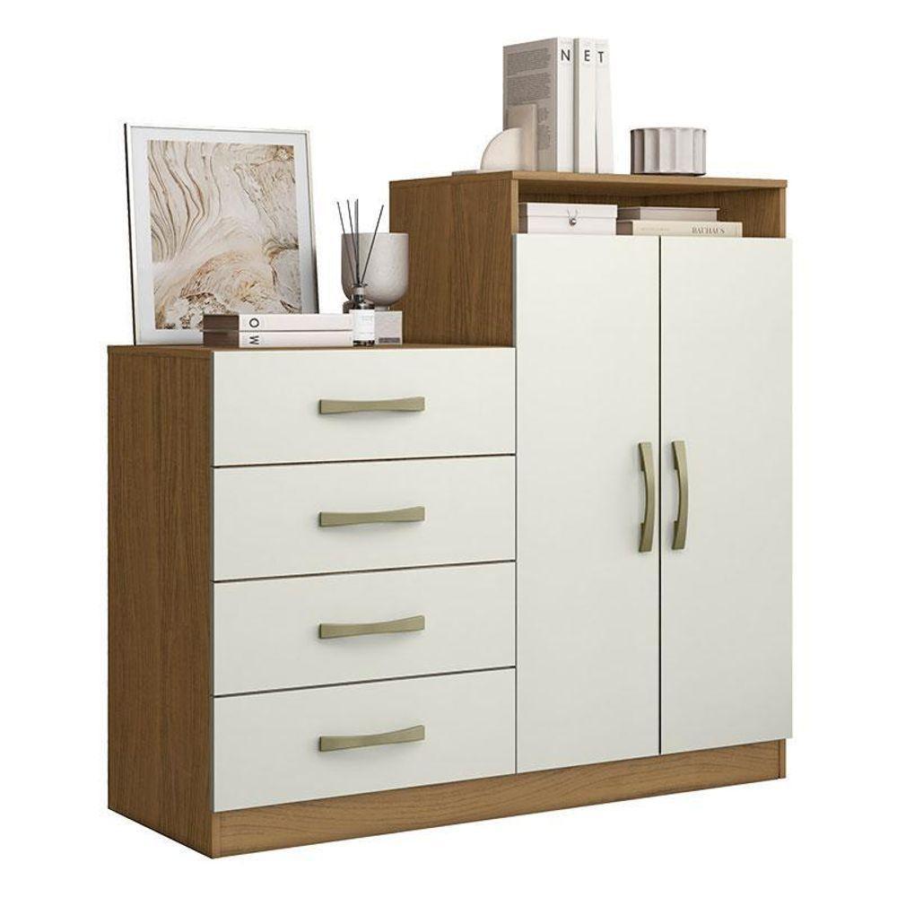 Cômoda Sapateira Londres 2004142 E Armário Multiuso New 2000192 Atacama Off White - Aramóveis - 2