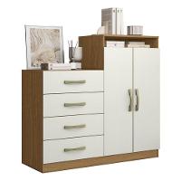 Cômoda Sapateira Londres 2004142 E Armário Multiuso New 2000192 Atacama Off White - Aramóveis - 2