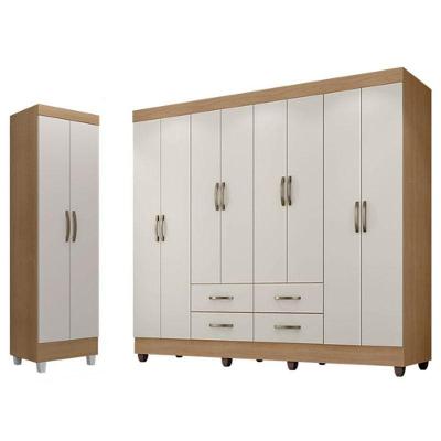 Guarda Roupa Casal Porto E Armário Multiuso Lite Natuire Off White – Leão