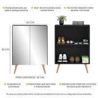 Sapateira 2 Portas Retrô Com Espelho Nina Multimóveis V6012 Preta/Natural Preto/Natural - 6