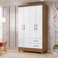 Guarda Roupa Solteiro Ambiente Chile 4 Portas Naturale Branco - Moval - 1