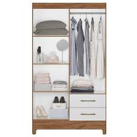 Guarda Roupa Solteiro Ambiente Chile 4 Portas Naturale Branco - Moval - 3