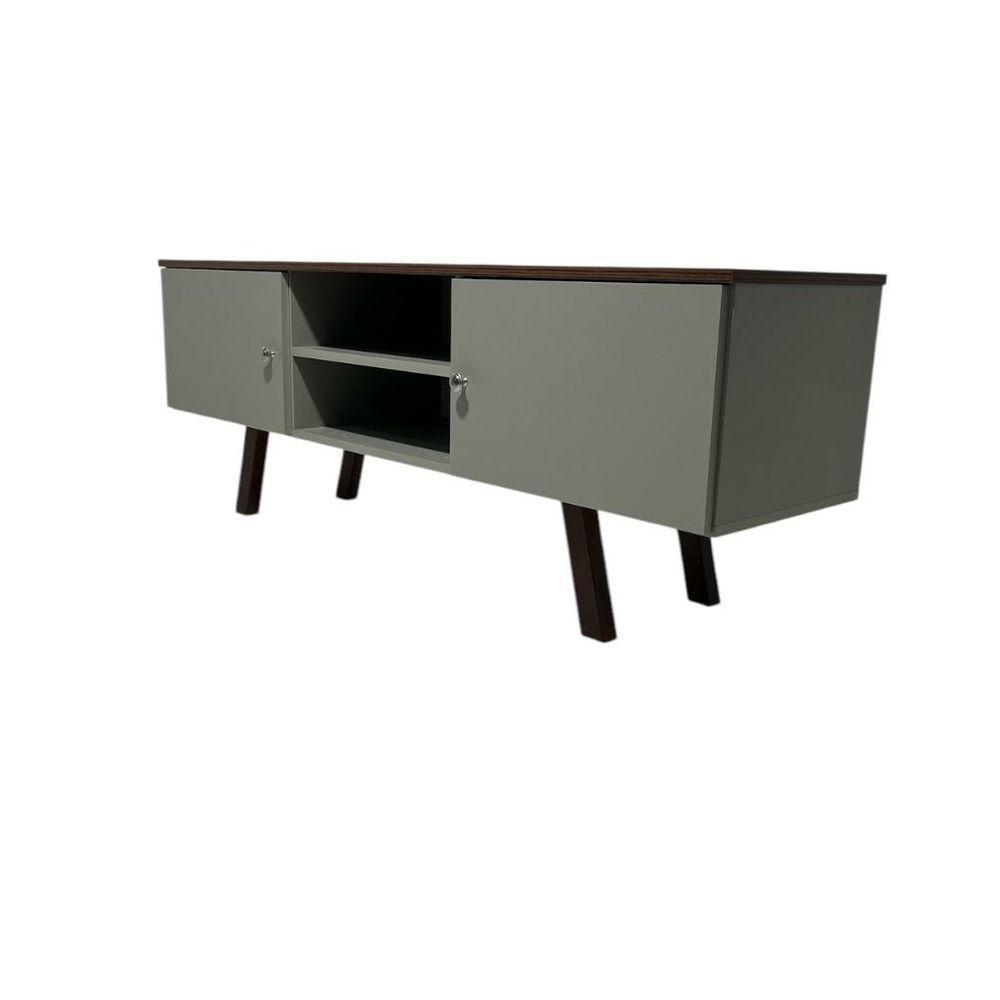 Rack Em Mdf Com Nicho E Duas Portas Gramado/pau Ferro - 1