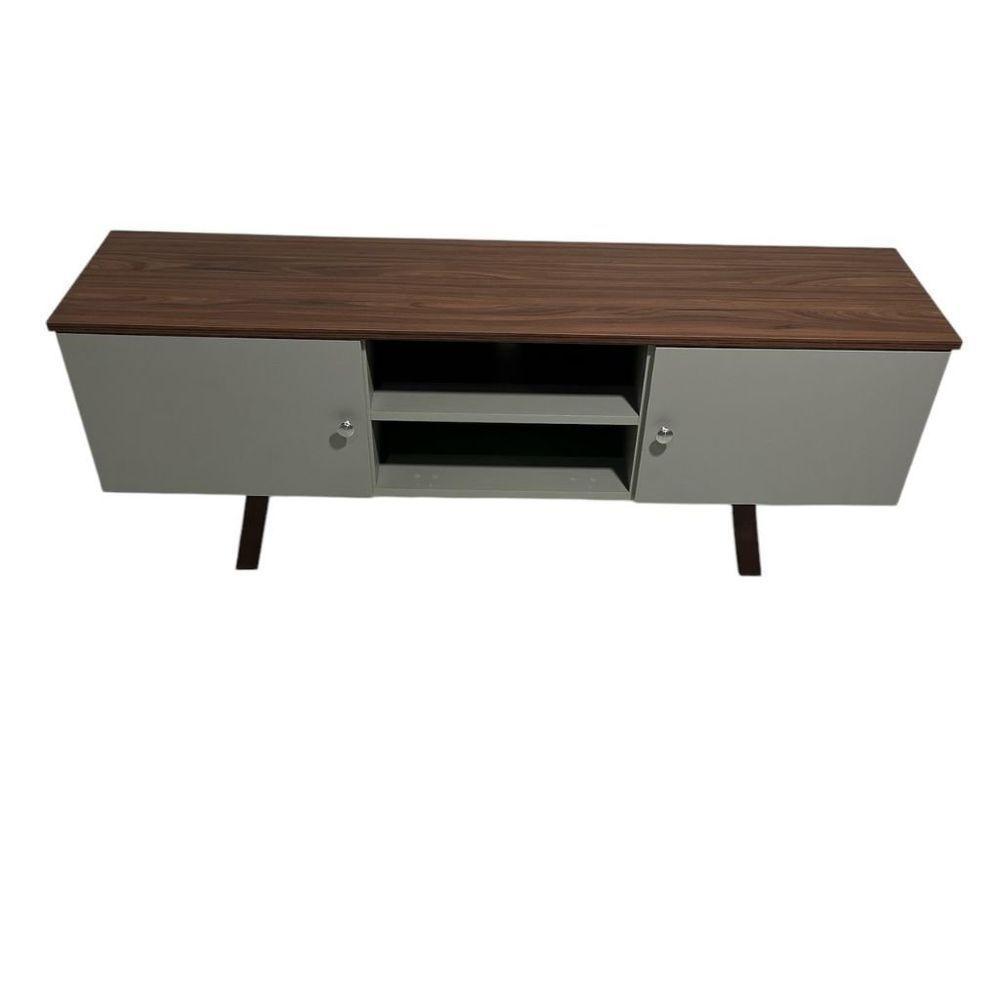 Rack Em Mdf Com Nicho E Duas Portas Gramado/pau Ferro - 2