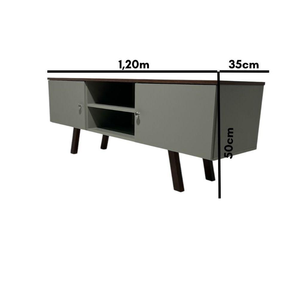 Rack Em Mdf Com Nicho E Duas Portas Gramado/pau Ferro - 5