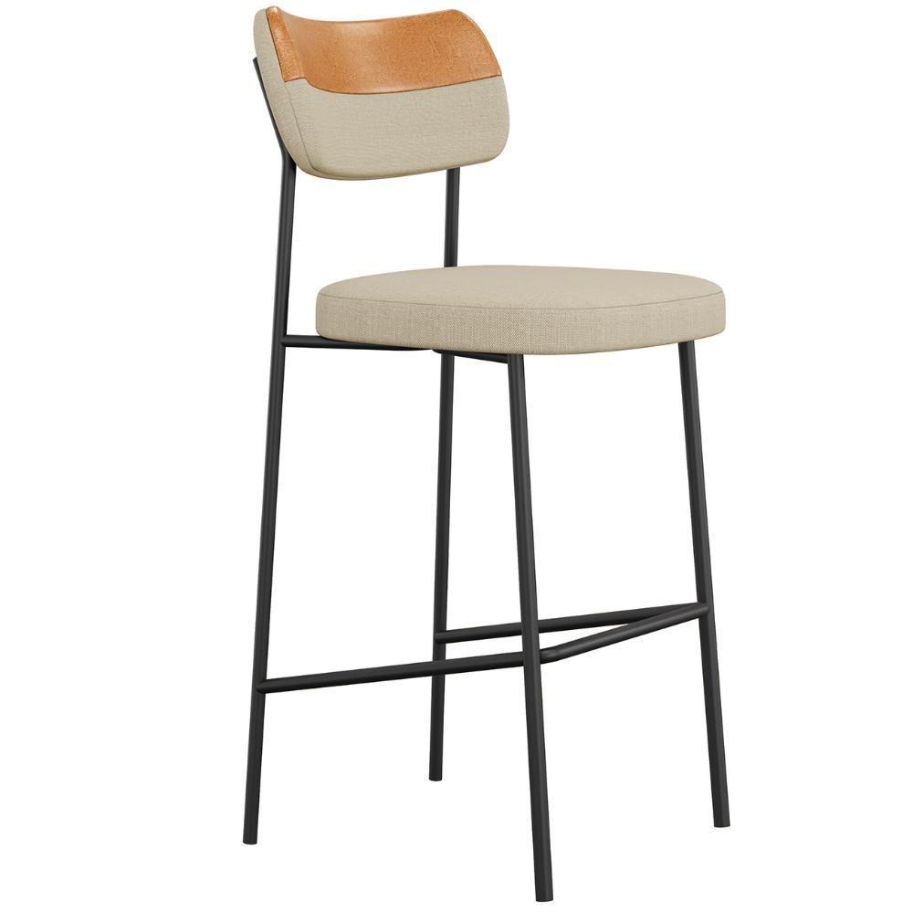 Banqueta Alta Bar Estofada Kit 8 Milli Linho Caramelo/areia A14 - Mpozenato - 5