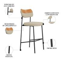 Banqueta Alta Bar Estofada Kit 8 Milli Linho Caramelo/areia A14 - Mpozenato - 2
