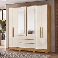 Guarda Roupa Casal Ambiente San Francisco 6 Portas Freijó Off White Com Espelho - Moval - 1