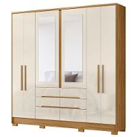 Guarda Roupa Casal Ambiente San Francisco 6 Portas Freijó Off White Com Espelho - Moval - 5