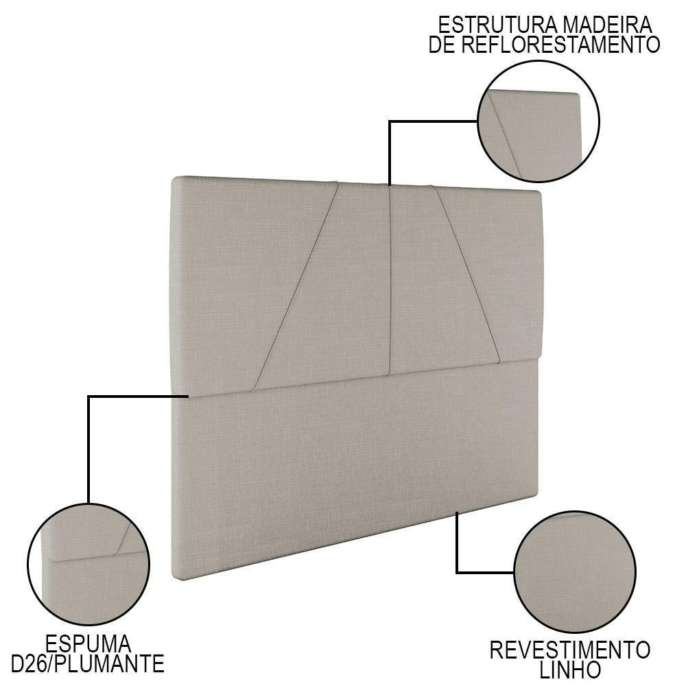 Cama Casal King Com Cabeceira 199cm Pés Metálicos Elisa S05 Linho Bege - Mpozenato - 6