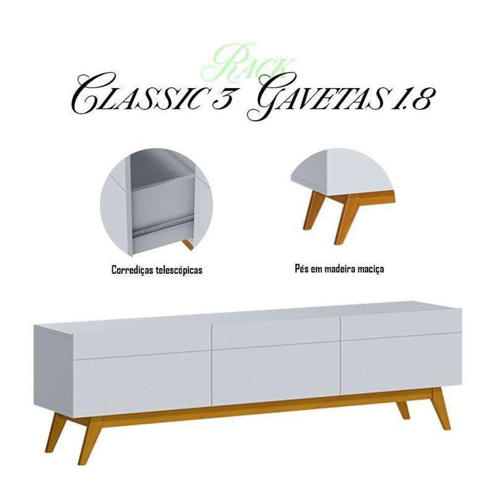 Rack Bancada Classic 3 Gavetas 1.8 Branco Acetinado - Imcal - 5