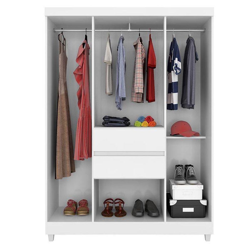 Cômoda Montevidéu E Guarda Roupa Solteiro Ecom 2 Branco Flex - Demóbile - 7