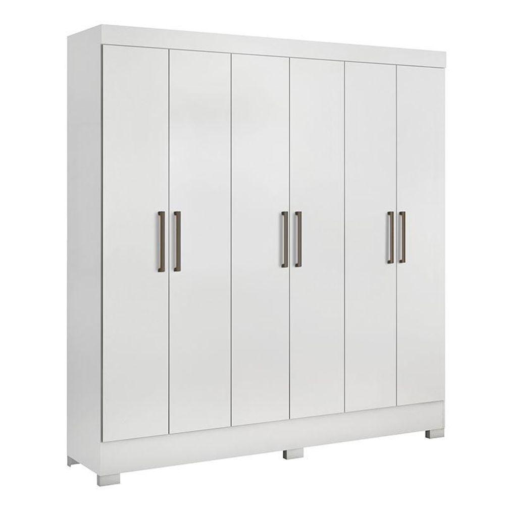 Guarda Roupa Casal Prático E Armário Multiuso Elite Branco Brilho - Demóbile - 4