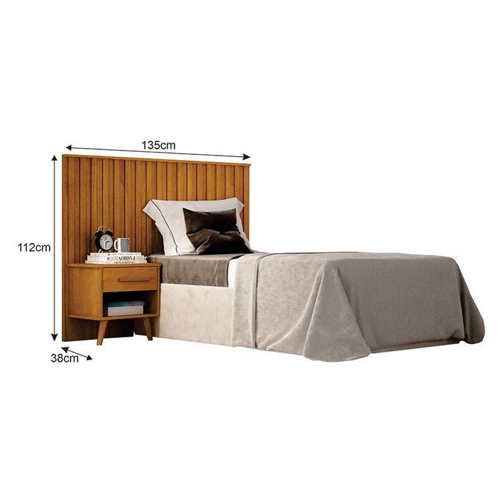 Painel Cabeceira Solteiro Milano Ripado Com Criado Cinamomo – Leifer Móveis - 2
