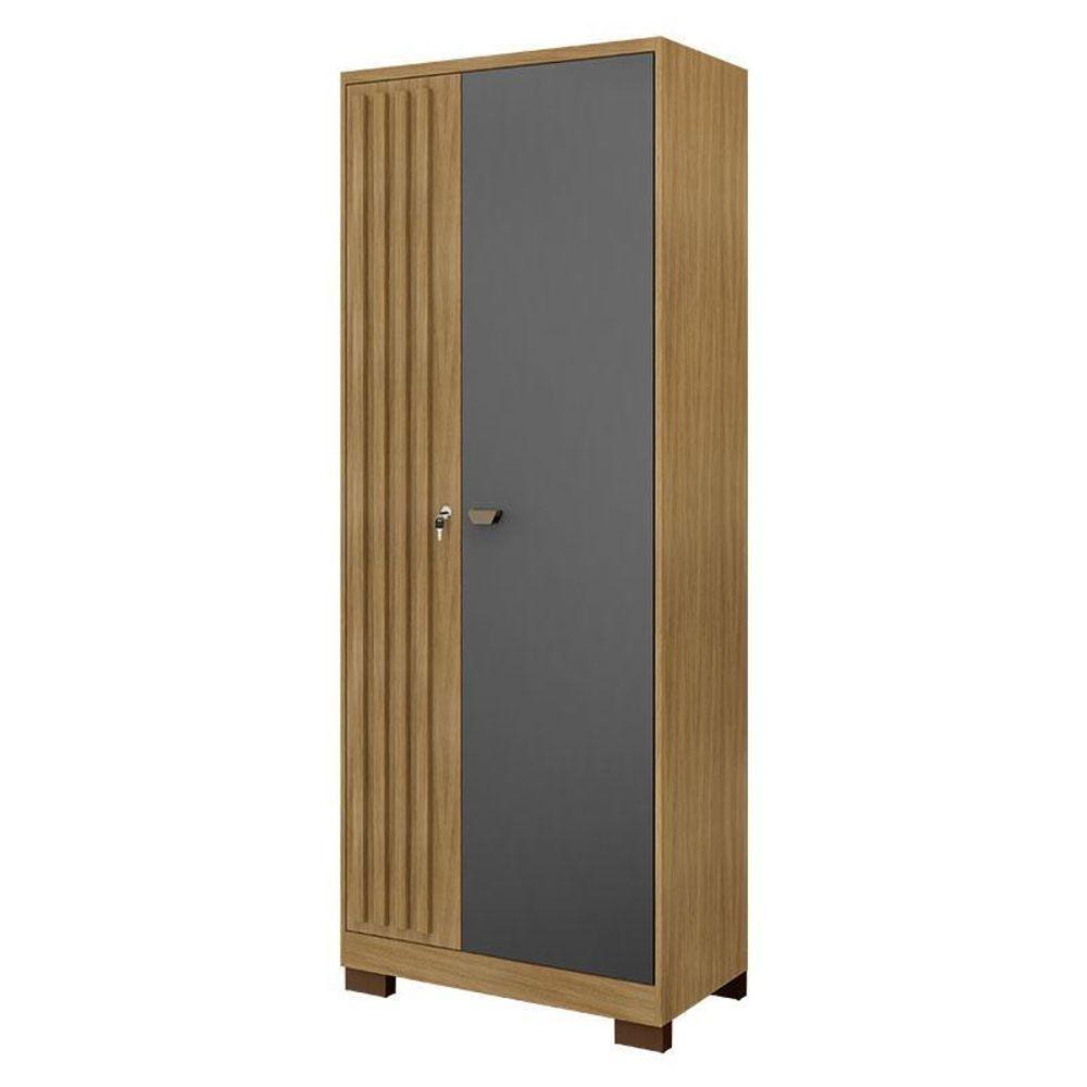 Armário Multiuso Versatile 2 Portas Com Chave Carvalho Americano Grafite - Incorplac - 1