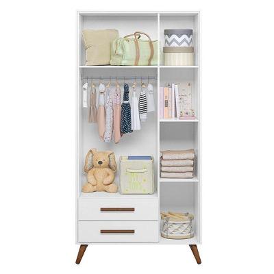 Guarda Roupa Infantil Solteiro Q Encanto Retrô 3830 3 Portas 2 Gavetas Branco Acetinado