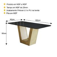 Mesa De Jantar 180cm Multimóveis Cr50046 Carvalho/preta Carvalho/preto - 4