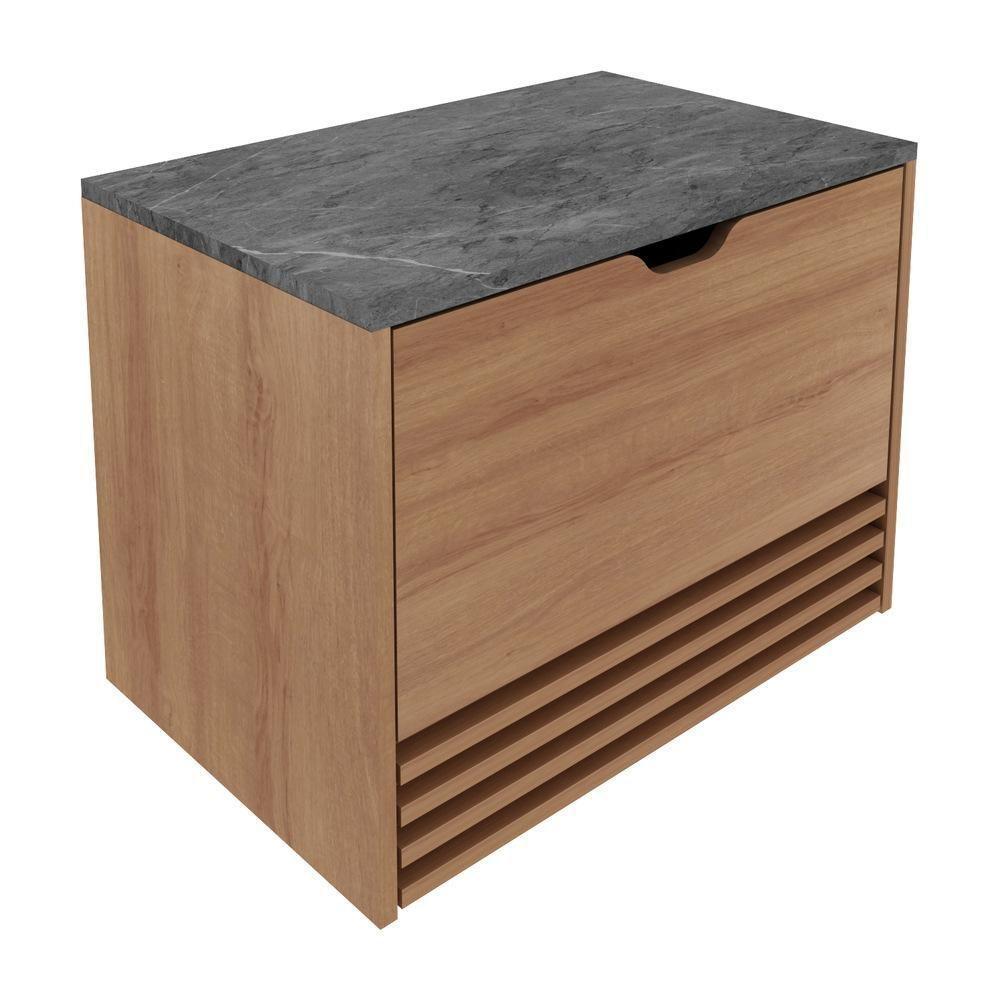 Gabinete Banheiro 1 Porta 1 Gaveta 60Cm Suspenso Multimóveis Vcr10091 Amêndoa/Mármore Lunar - 3