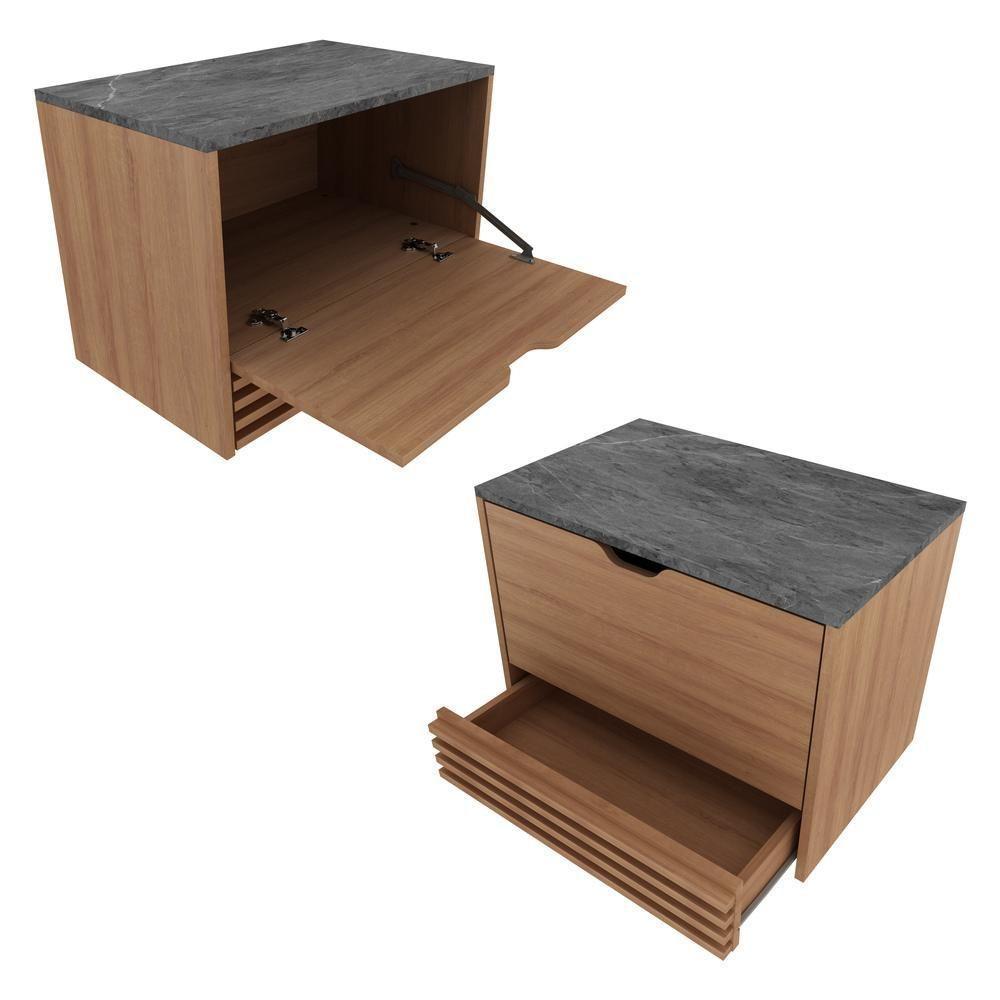 Gabinete Banheiro 1 Porta 1 Gaveta 60Cm Suspenso Multimóveis Vcr10091 Amêndoa/Mármore Lunar - 4