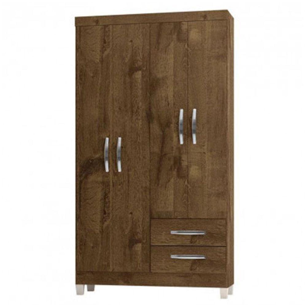 Guarda Roupa Solteiro Módena 4 Portas E Cômoda Sapateira Cannes Malbec - Incorplac - 2
