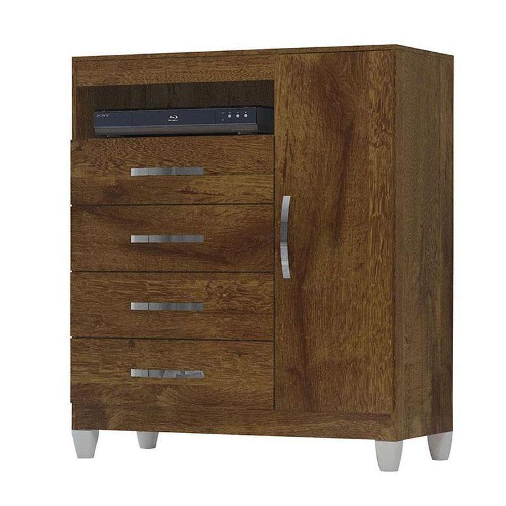 Guarda Roupa Solteiro Módena 4 Portas E Cômoda Sapateira Cannes Malbec - Incorplac - 4