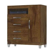 Guarda Roupa Solteiro Módena 4 Portas E Cômoda Sapateira Cannes Malbec - Incorplac