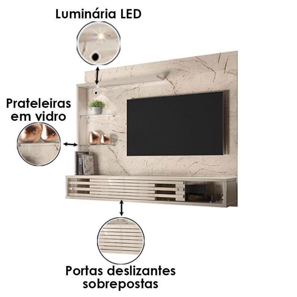 Estante Home Theater Suspenso Com Mesa De Centro Frizz Select Calacata Off White – Madetec - 6