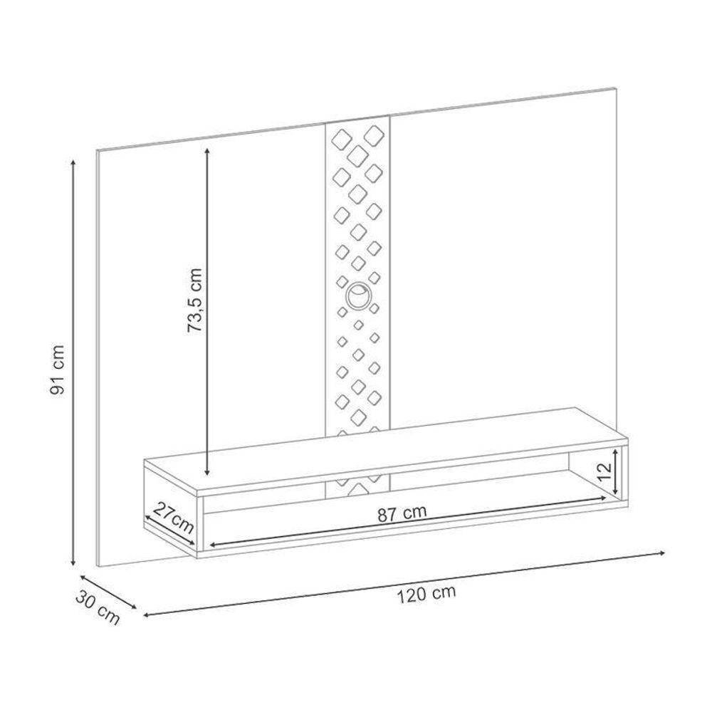 Painel Para Tv Home Suspenso Form Com Mesa De Centro Sky Com Tampo De Vidro Castanho Off White – Hb Móveis - 3