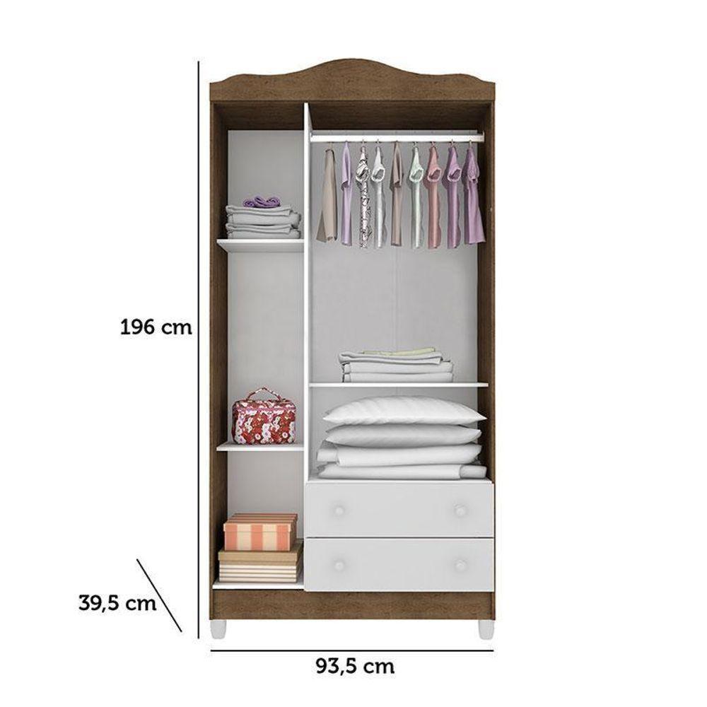 Berço Americano Lila E Guarda Roupa Infantil New Selena 3 Portas Branco Acetinado Amadeirado – Carolina Móveis - 5
