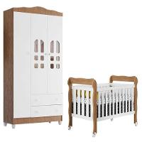 Berço Americano Lila E Guarda Roupa Infantil New Selena 3 Portas Branco Acetinado Amadeirado – Carolina Móveis - 1