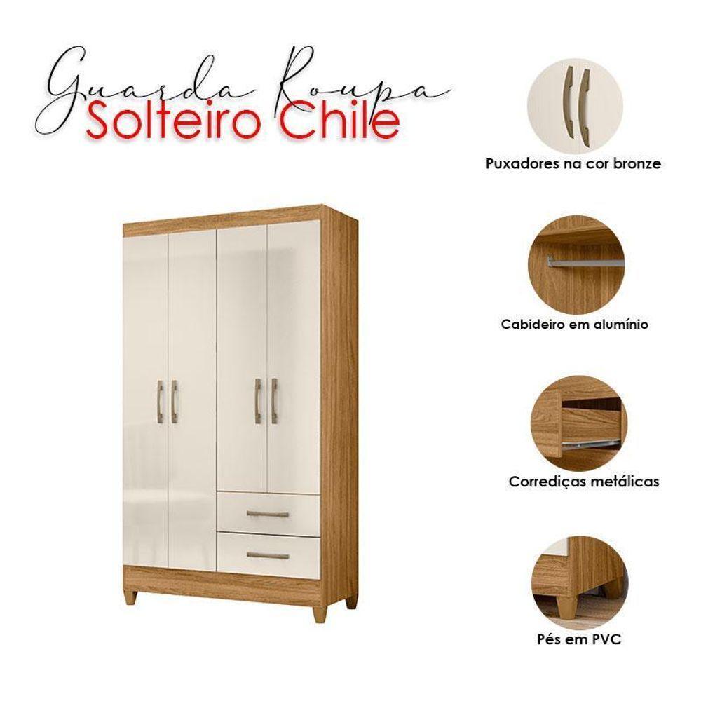 Guarda Roupa Solteiro Chile E Cômoda Ms913 Freijó Off White – Moval - 3