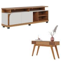 Rack Bancada Jurerê 1.8 Freijó Off White Matte Com Aparador Riviera Freijó – Colibri - 1