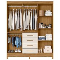 Guarda Roupa Solteiro Ambiente Aruba 6 Portas Freijó Off White Com Espelho - Moval - 3