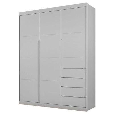 Guarda Roupa Infantil Blenda 3 Portas 4 Gavetas Cinza Acetinado MDF