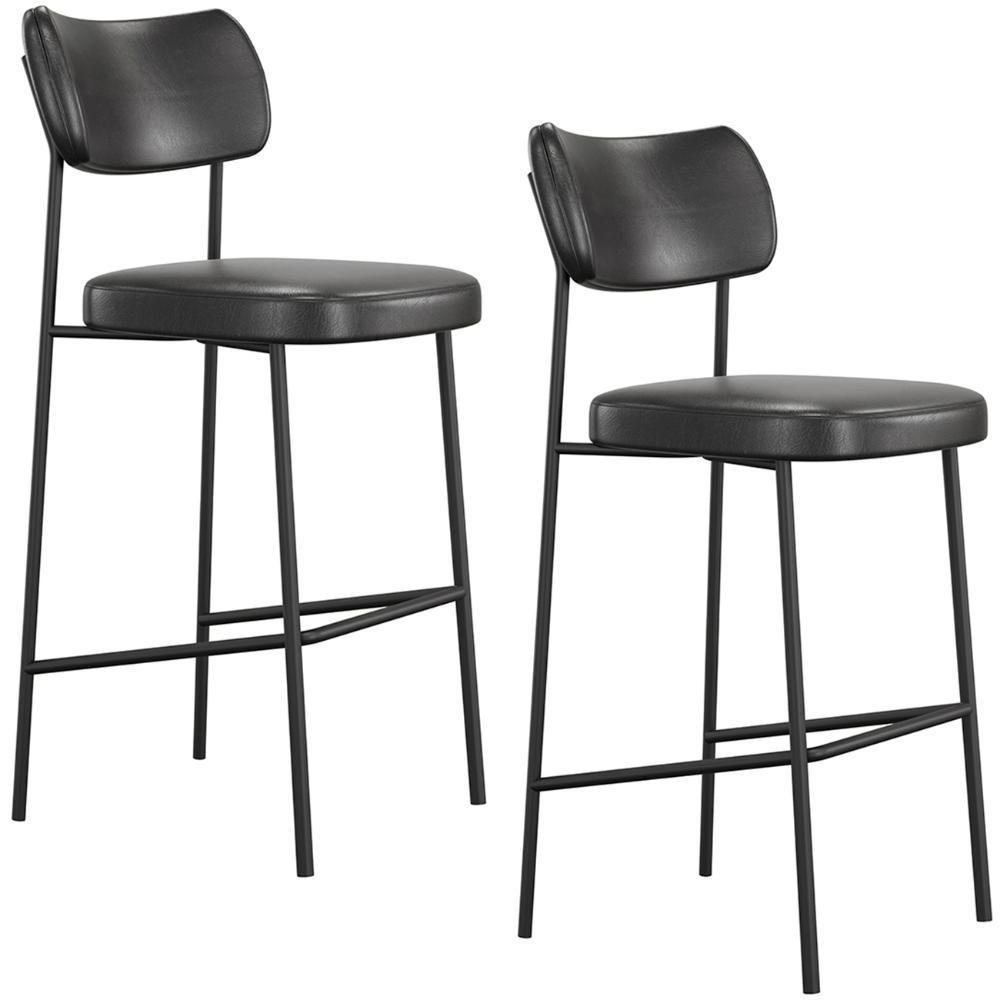 Banqueta Alta Bar Estofada Kit 2 Milli Sintético Preto A14 - Mpozenato - 1