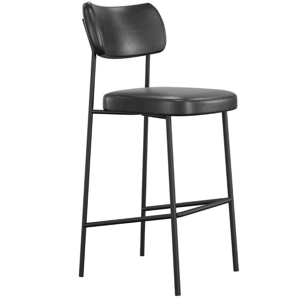 Banqueta Alta Bar Estofada Kit 2 Milli Sintético Preto A14 - Mpozenato - 5