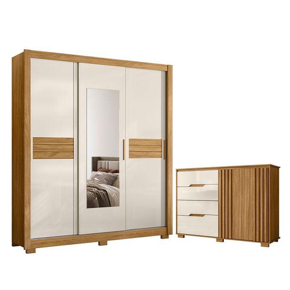 Guarda Roupa Casal Canadá E Cômoda Texas Freijó Off White – Moval - 1