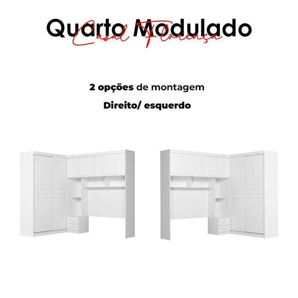 Quarto Modulado Casal Florença Branco Brilho - Moval - 5