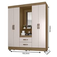 Guarda Roupa Casal Capela E Cômoda 4 Gavetas Lite Nature Off White – Móveis Leão - 3