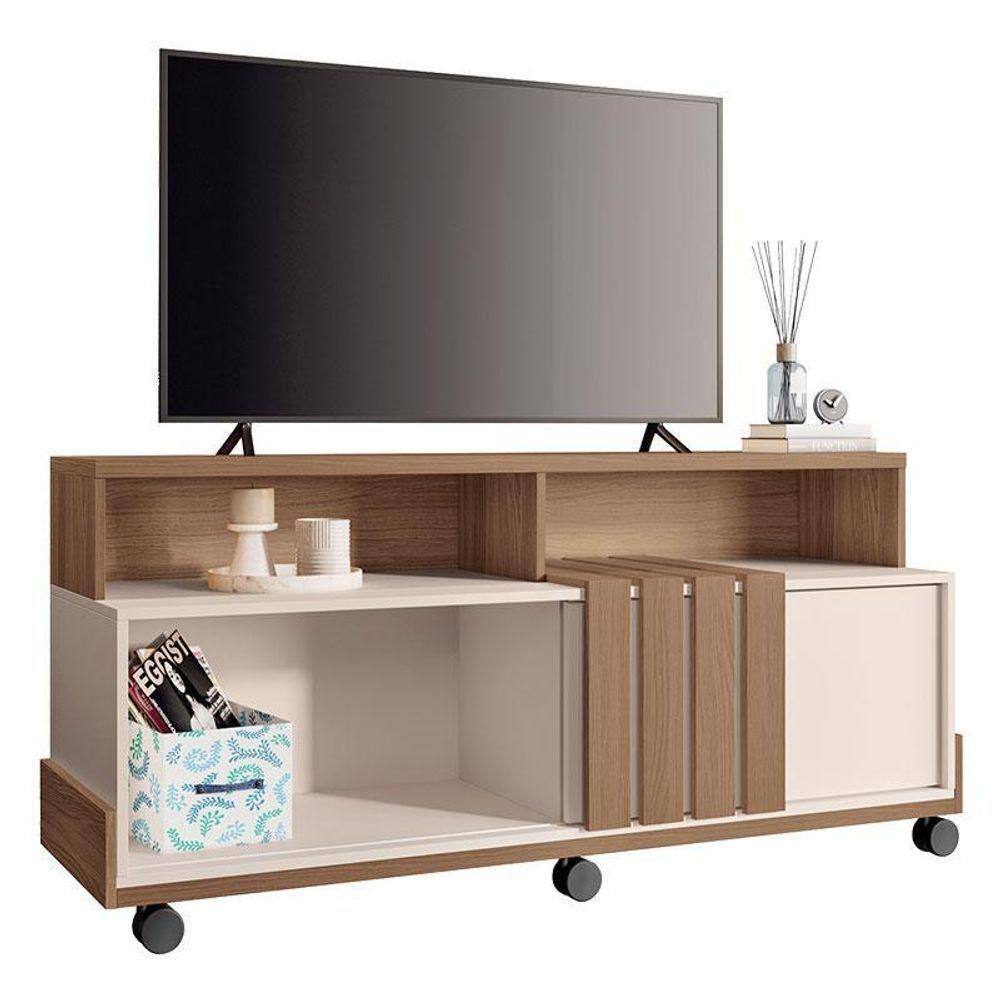 Rack Bancada Graci 1.3 Com Aparador Infinity Castanho Off White – Hb Móveis - 2