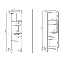 Armário Paneleiro Ametista Micro-ondas 2 Gavetas Freijó Gris - Kits Paraná - 3