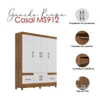Guarda Roupa Casal Ms912 6 Portas Naturale Branco - Moval