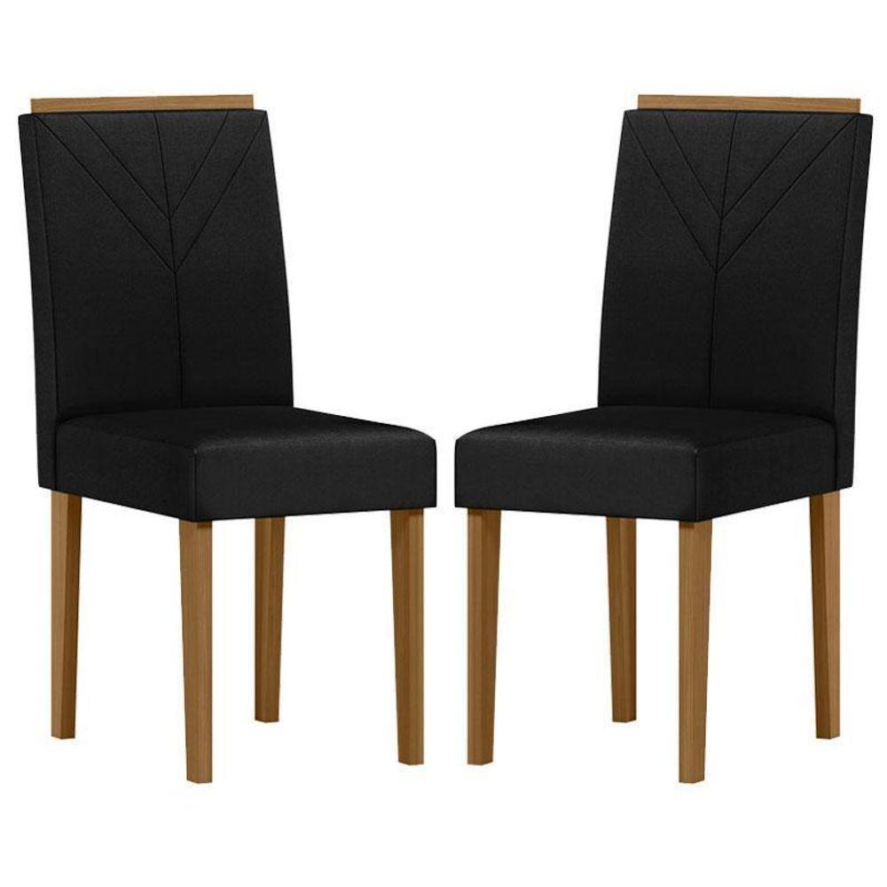 Cadeira Para Mesa De Jantar Amanda Kit 2 Peças Ype Veludo Preto – New Ceval - 1