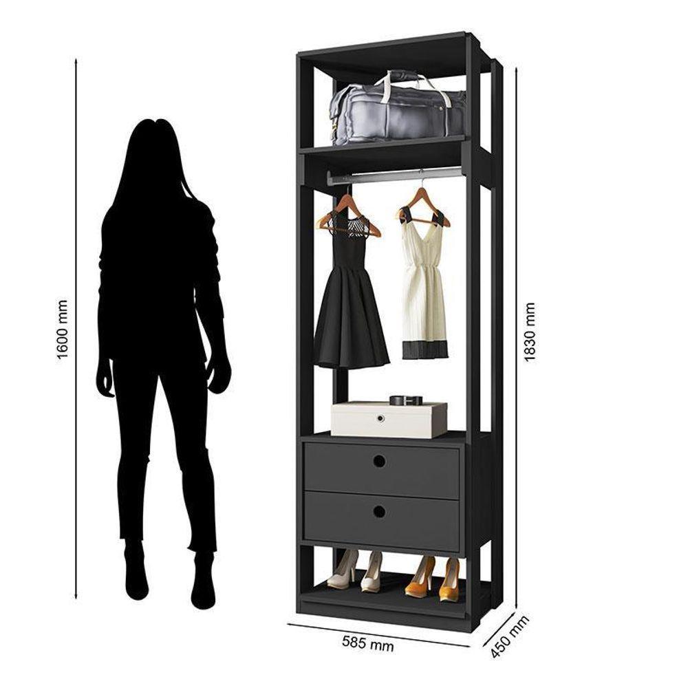 Guarda Roupa Modulado Ambiente Titan Com Gavetas Preto - Móveis Leão - 3